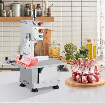 850W Commercial Electric Meat Bandsaw, Stainless Steel Bone Saw, 19.1"x14.2" Workbench, 4" Max Cut for Rib Pork Beef