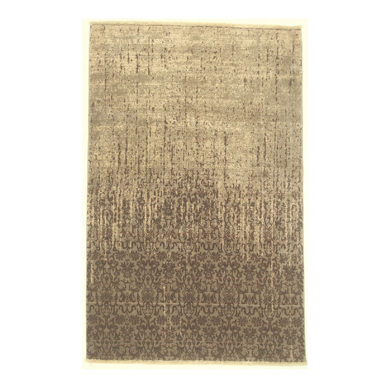 Handmade Cotton and Silk Abstract Area Rug