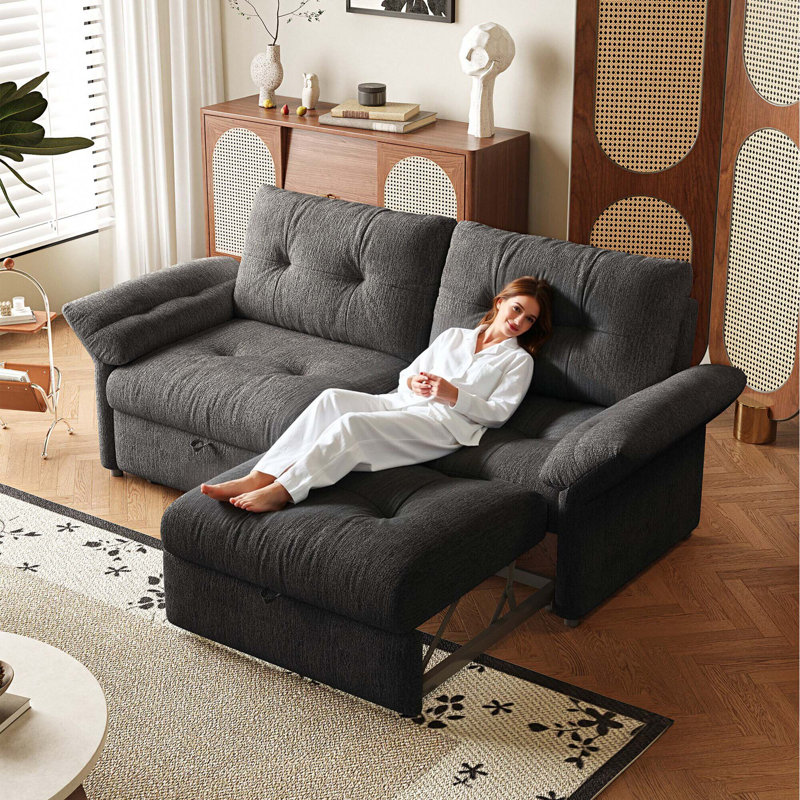 Chenille Multi-Functional Sofa with 2-in-1 Convertible Design