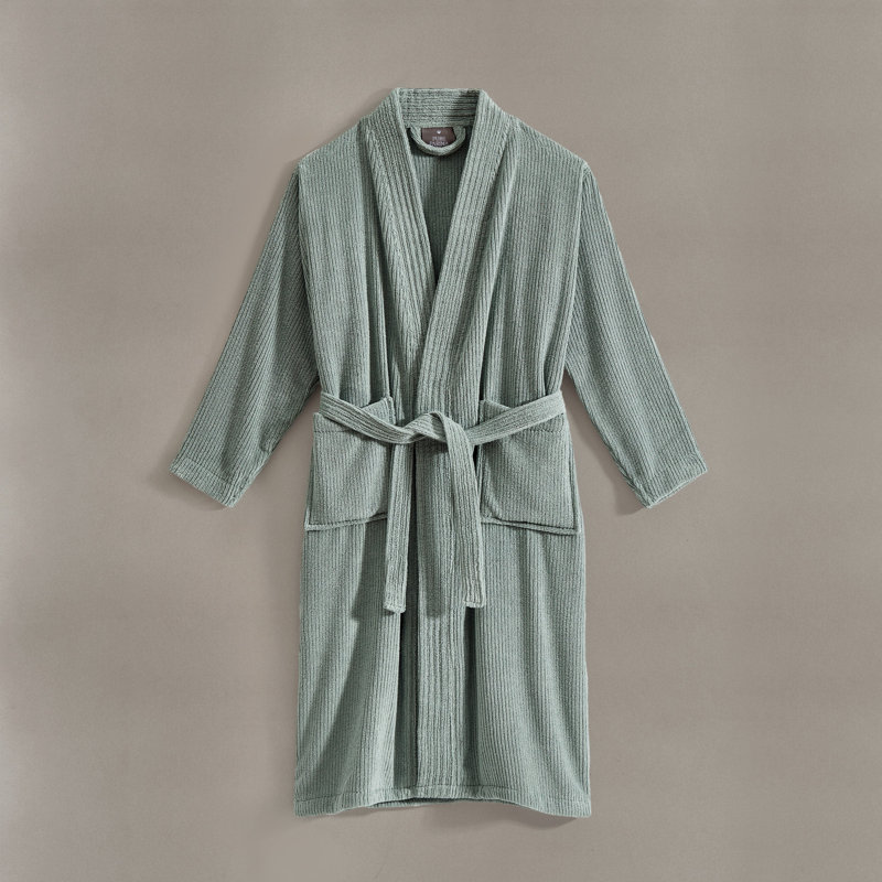 Egyptian Cotton Ribbed Robe, XS/S, Sage