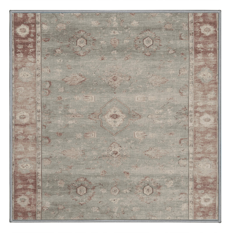 Machine Washable Overdyed Gray Area Rug, Square 5'