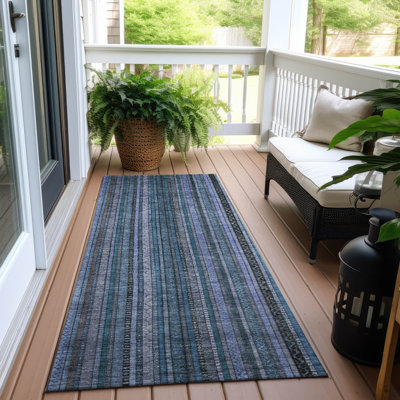 Machine Washable Indoor/Outdoor Claudian ACN1654 Blue Rug