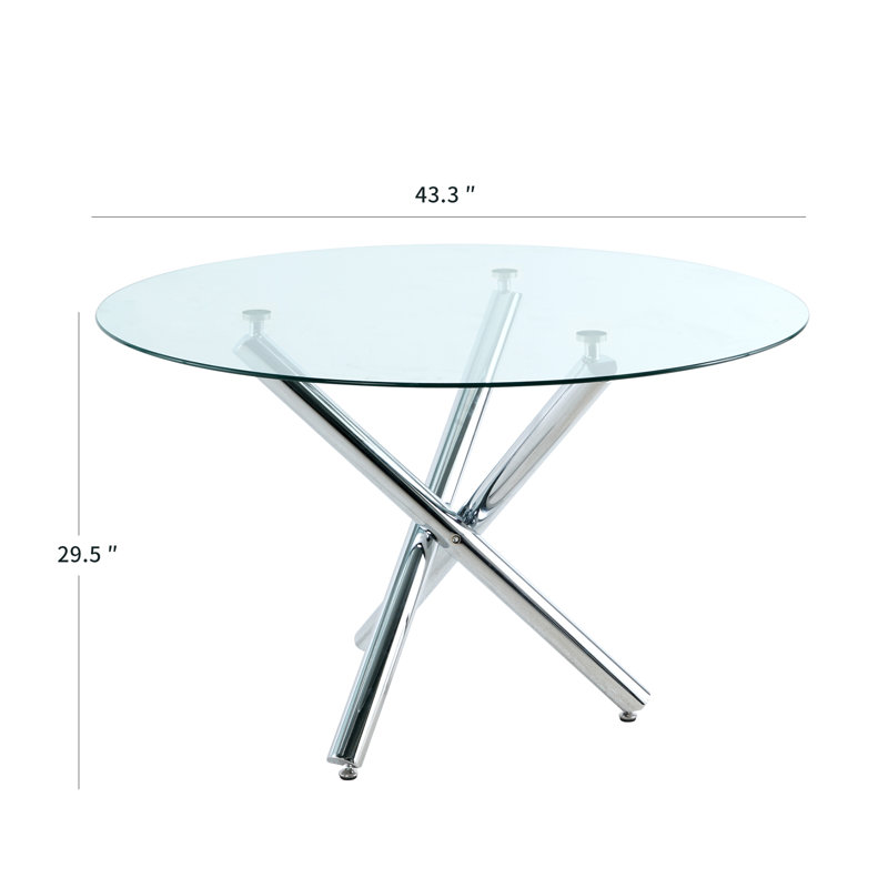 Table de salle à manger Kaizlyn Modern, Argent argent, 29,52 po H x 43,3 po L x 43,3 po l