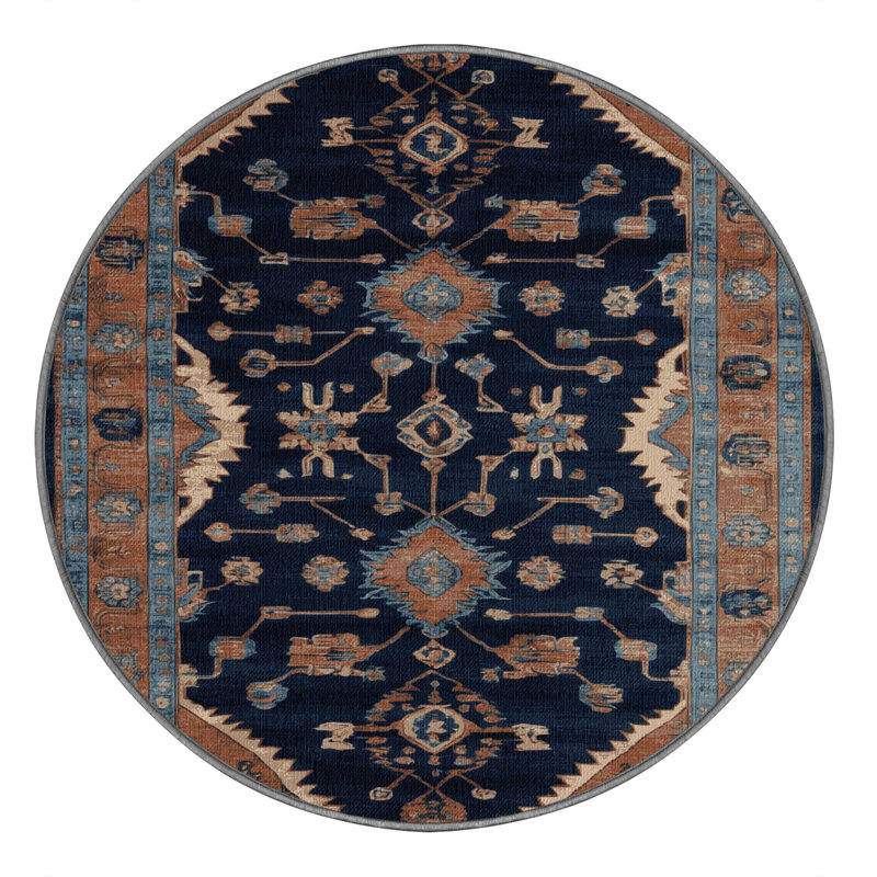 Tapis gris lavable à la machine, Rond 7 pi