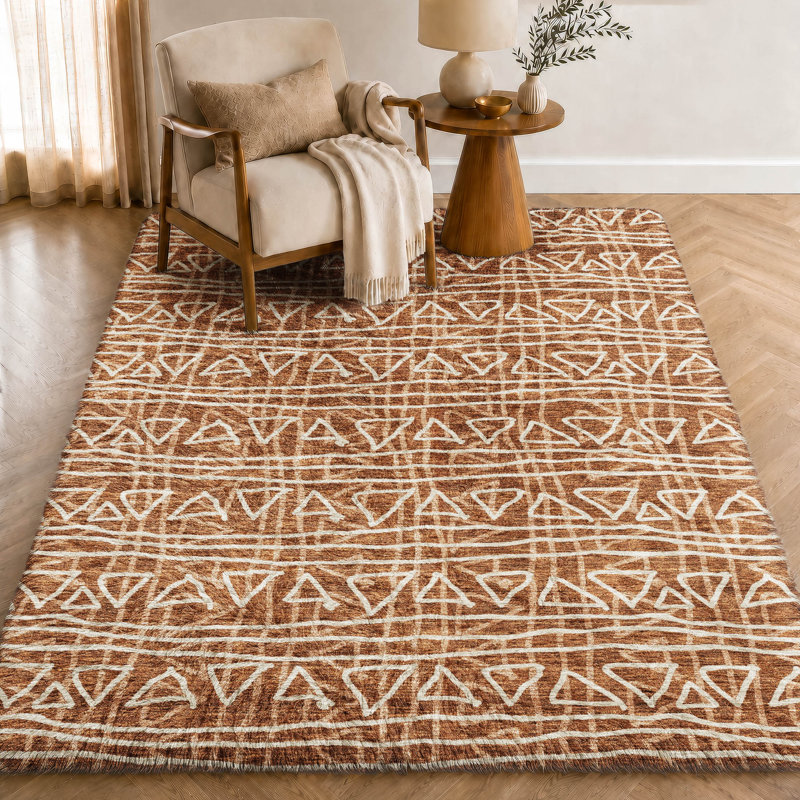 Tapis bohème Dream Shag ADS730 lavable à la machine de qualité supérieure, Terra Cotta, 3' x 5'