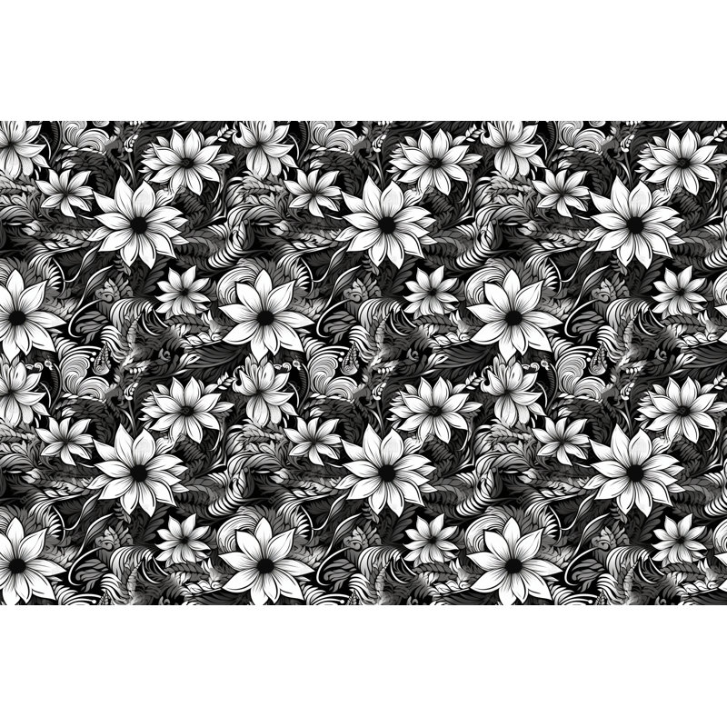 Rideaux à motif floral et rideaux noirs botaniques, L 20 po x L 61 po