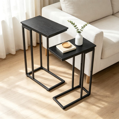 Ensemble de 2 tables de bout en C en forme de C, bureau pour ordinateur portable, salon, chambre à coucher et petits espaces