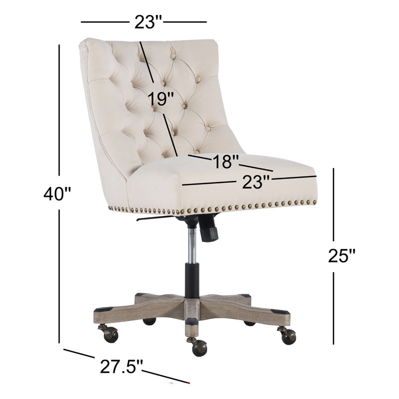 Ormond Plush Button Tufted Back Adjustable Task Chair, Natural