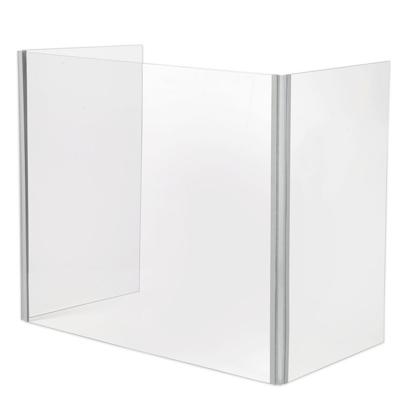 Clear PET Foldable Tabletop Sneeze Guard with Rounded Edges