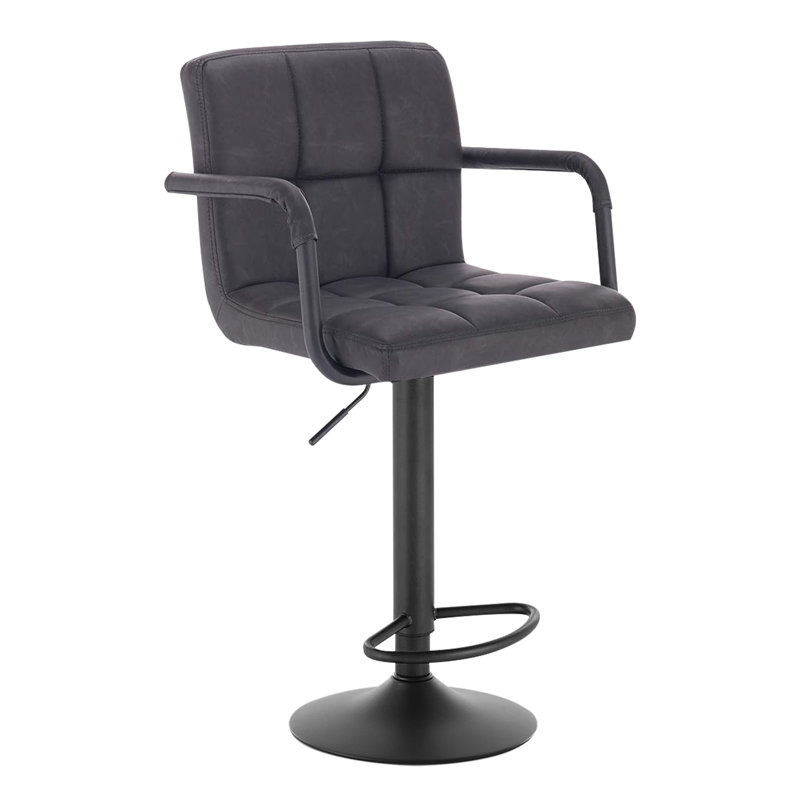 Merola Swivel Upholstered Adjustable Height Counter Stool, Anthracite, 1
