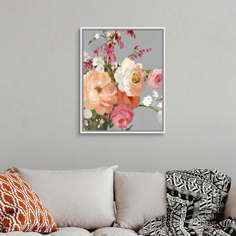 «Flower Story I» par Allison Pearce - reproduction d'art, H 32 po x l 26 po x P 1,75 po, Toile blanche encadrée