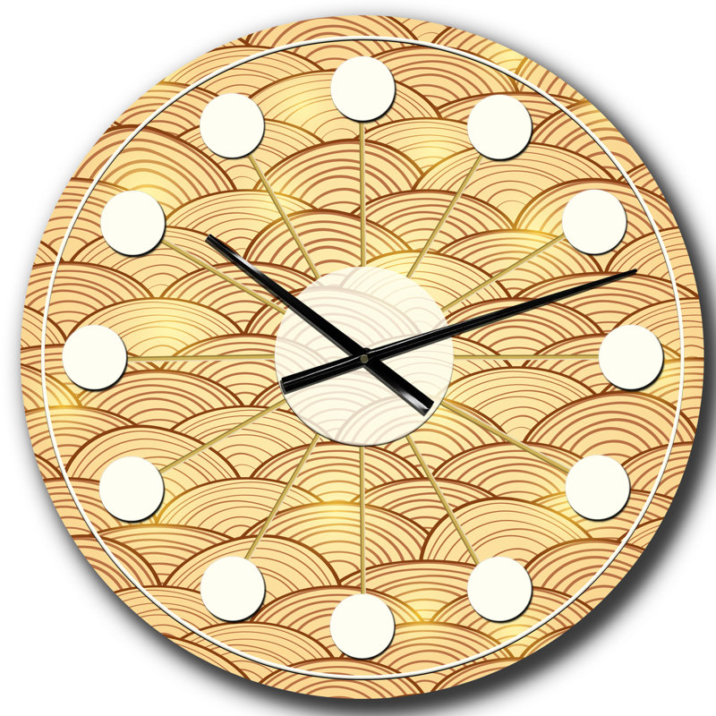 Golden Clouds In The Sky - horloge murale moderne Mid-Century, Grand
