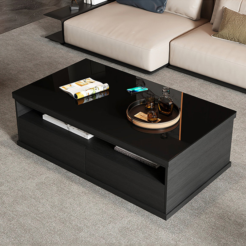 Table basse rectangulaire moderne et simple, H 17,7 po x L 47,2 po x l 25,6 po, Noir, noir, noir, noir