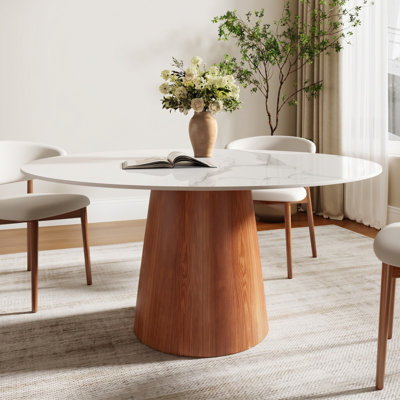 Table de salle à manger ronde en pierre frittée pour 4 à 8 personnes
