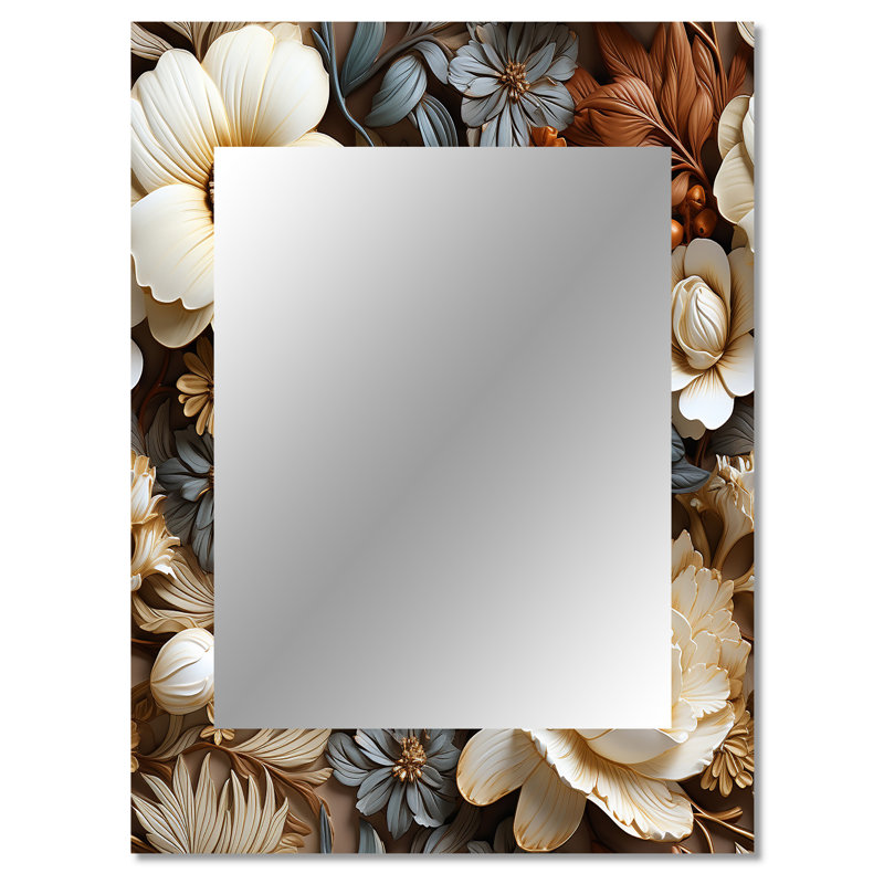Juarez rustique brocart élégance motif victorien - miroir mural floral unique, 40 po x 30 po