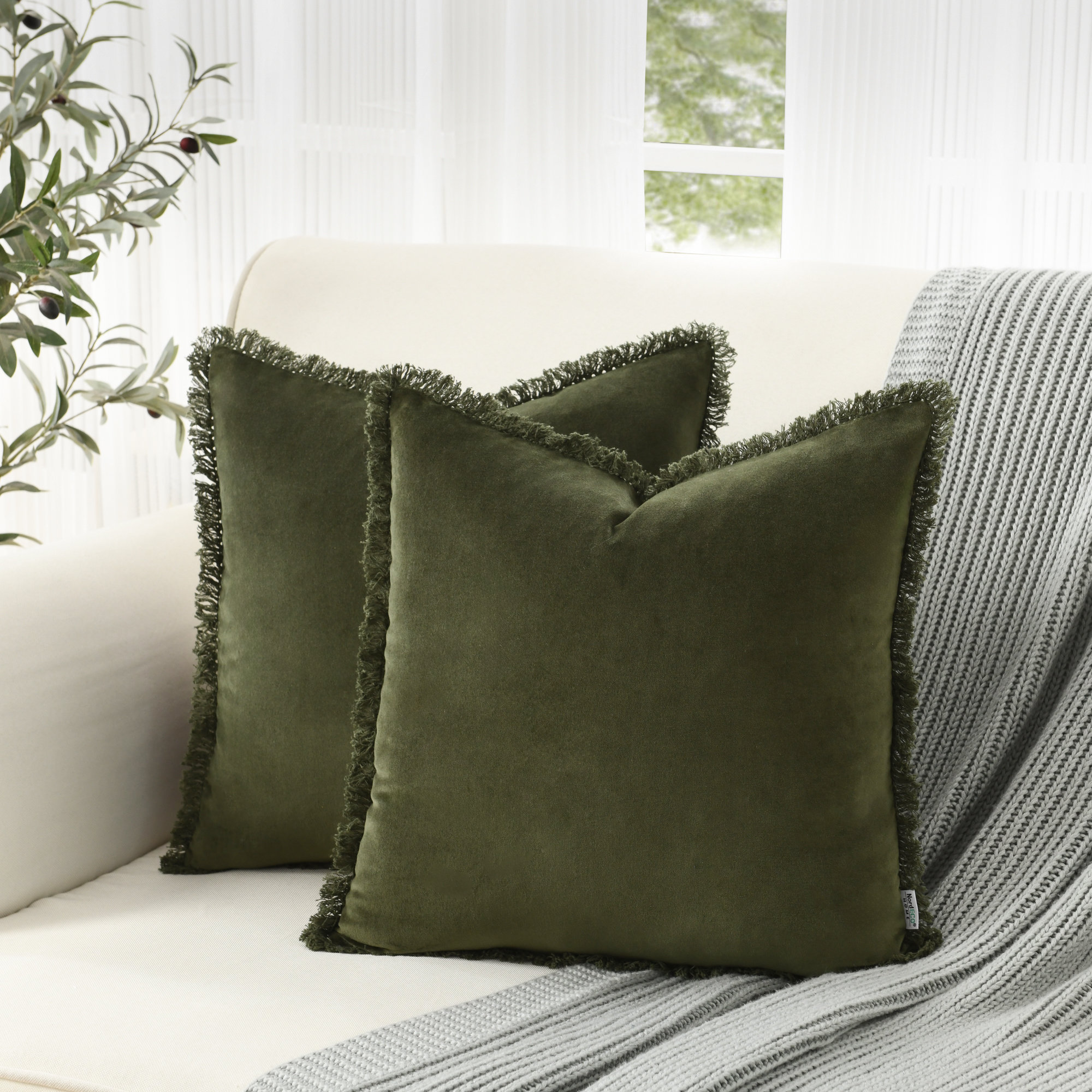 NordECO HOME Pillow Covers with Tassels Soft Square Cotton Boho Farmhouse Throw Pillow Covers & Reviews | Wayfair