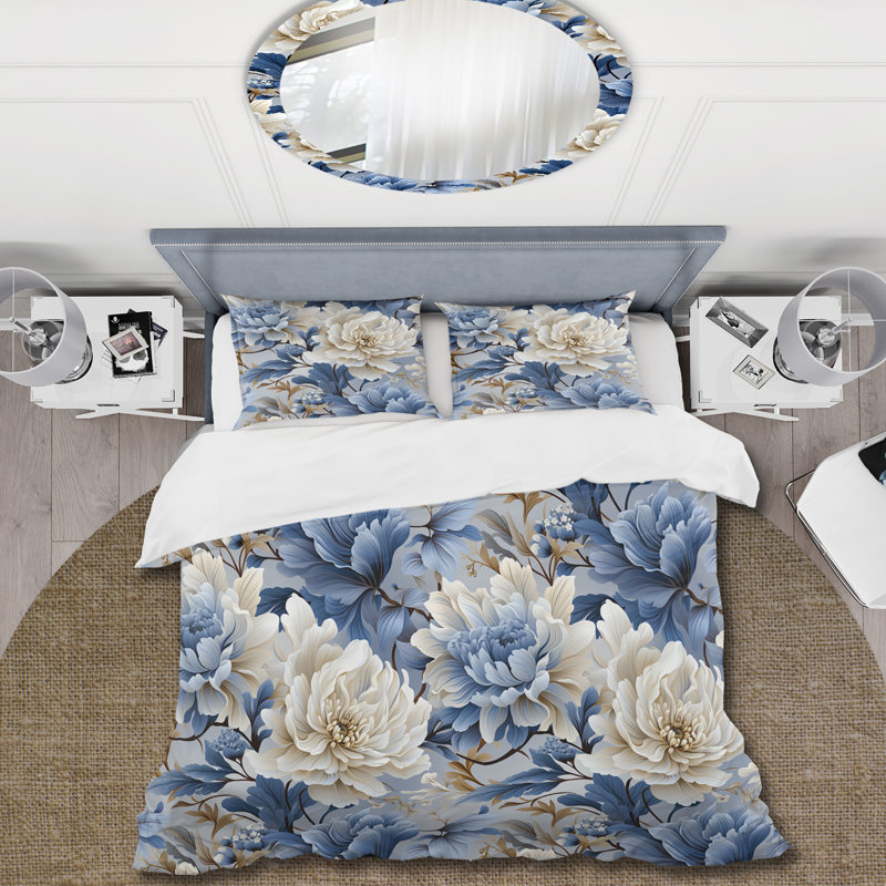 Ensemble de housse de couette à motif floral Misty Whispers Moody, Housse de couette pour très grand lit et 2 très