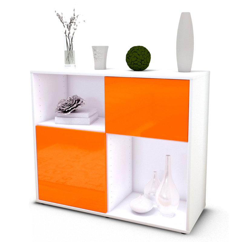 Ramsell 92cm Sideboard, White/High-gloss orange