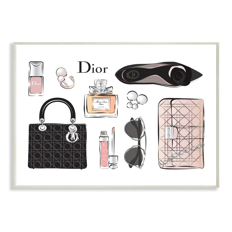 Accessoires glam Fashion-conception quotidienne de Martina Pavlova-impression d’art graphique, Plaque en bois