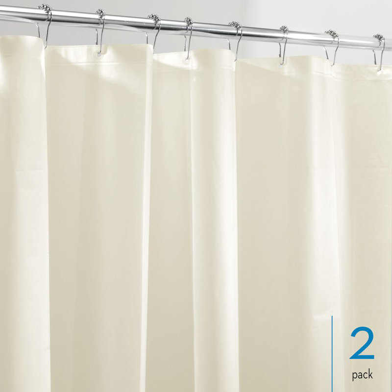 iDesign PEVA Shower Curtain Liner - 72" x 72" - Set of 2 - Clear, Sand Brown, 72" H x 72" W