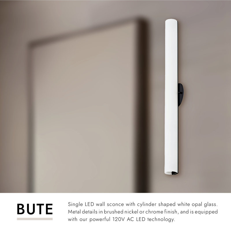 Bute 1 - Light LED Wallchiere, 32" H x 2" W x 2.75" D, Brushed Nickel