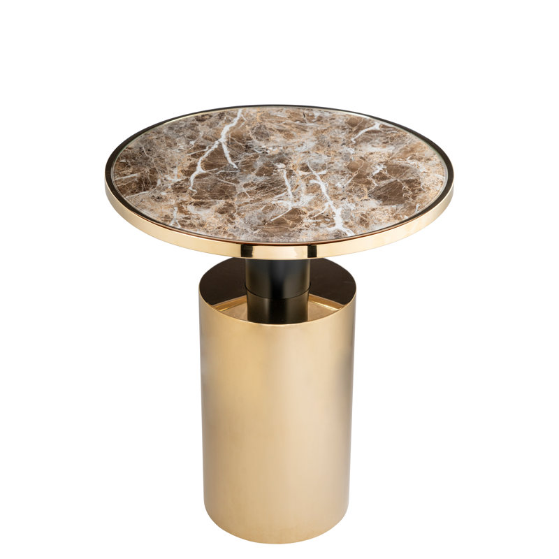 Taylor 2-Piece Coffee Table Set with Marble-Printed Glass Tops – Modern Sculptural Nesting Tables for Living Spaces, Brown