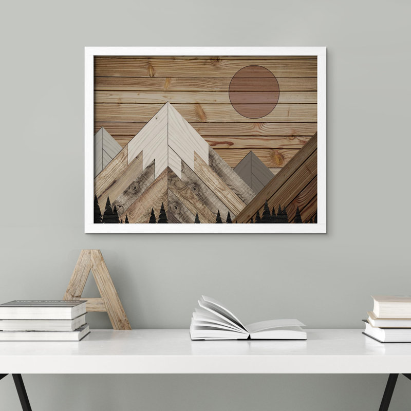 «Panneau de bois enneigé, forêt enneigée» sur papier, Blanc, H 8 po x l 10 po