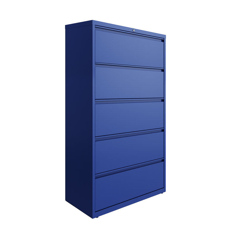 Harietta 36'' Wide 5 -Drawer Steel File Cabinet, Blue