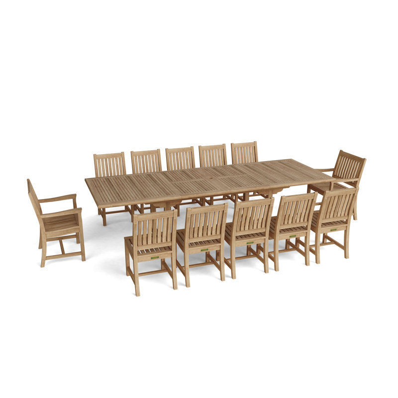 Ensemble de table double à rallonge 13 pièces Valencia avec fauteuil et chaise Rialto