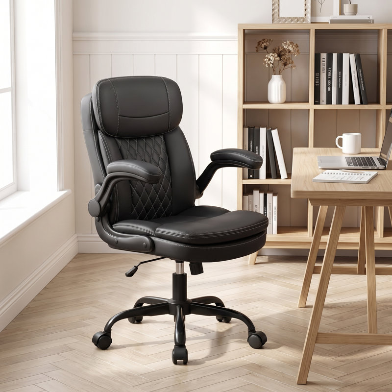 Loriece Ergonomic Executive Office Chair with Flip-Up Armrests, Black