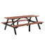 Ensemble de table de pique-nique en bois massif 75 po 75 po Capacité de 2200 lb Brun rustique pour l'extérieur avec trou de parasol pour terrasse, pelouse et barbecue (190 cm)