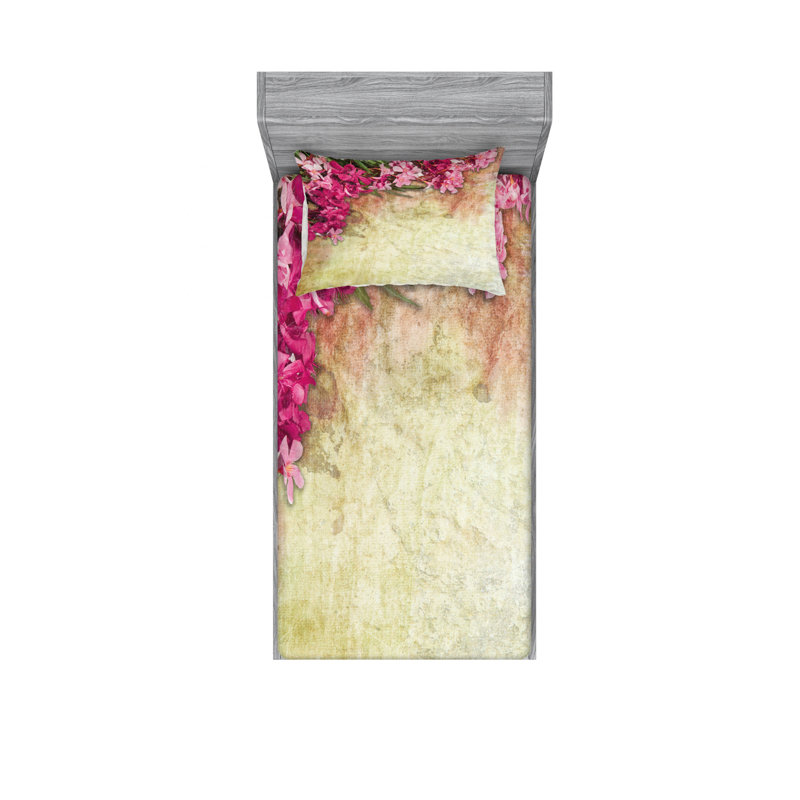 Ensemble de draps floral à motif vieilli, Ensemble de draps pour lit simple avec drap-housse