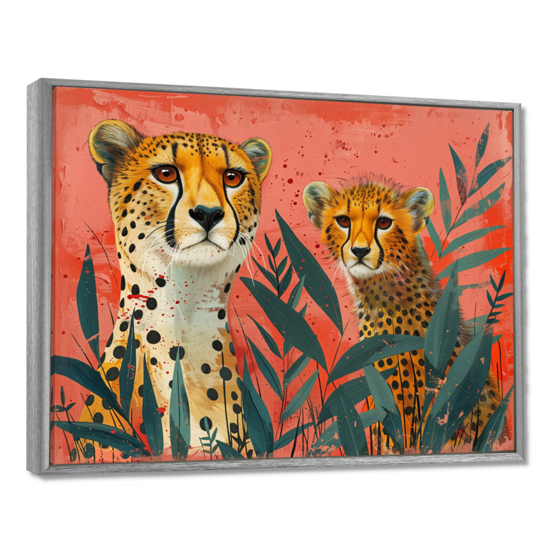 Guépard dans la forêt tropicale africaine I - léopard / guépard, art mural, salon, Cadre argenté flottant, bois massif
