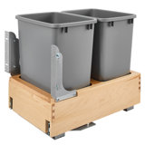 Rev-A-Shelf Double Pull Out Bottom Mount Trash Can, Gray