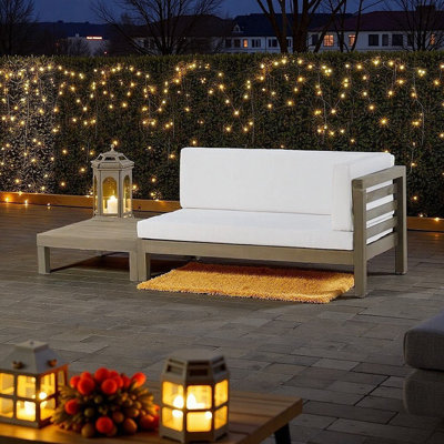 Modern Acacia Wood Outdoor Patio Chat Set with Coffee Table & Cloud-Comfort Cushions (58.25'' W)