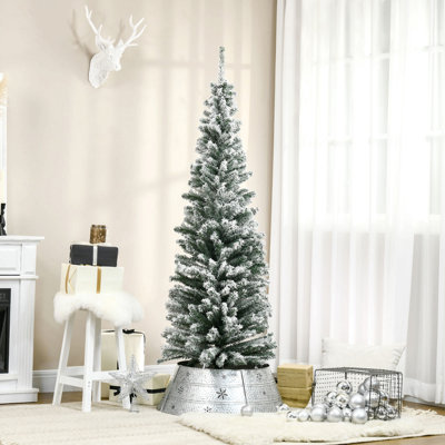 Arbre de Noël artificiel mince enneigé 6 pi avec branches réalistes et 492 pointes
