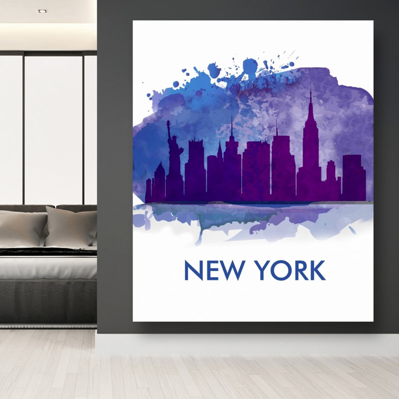 Silhouette bleue de New York - toile de salon