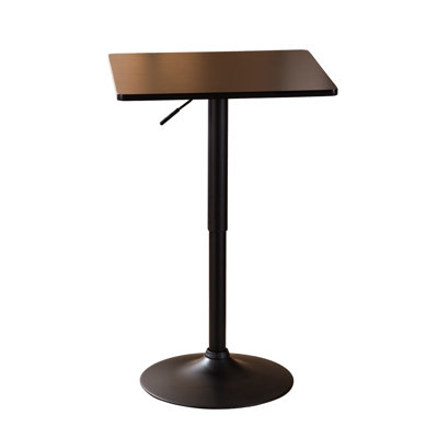 Modern Black Square Top Adjustable Metal Bar Table - 24" X 26" 36"H Elegant Look With Feature Element