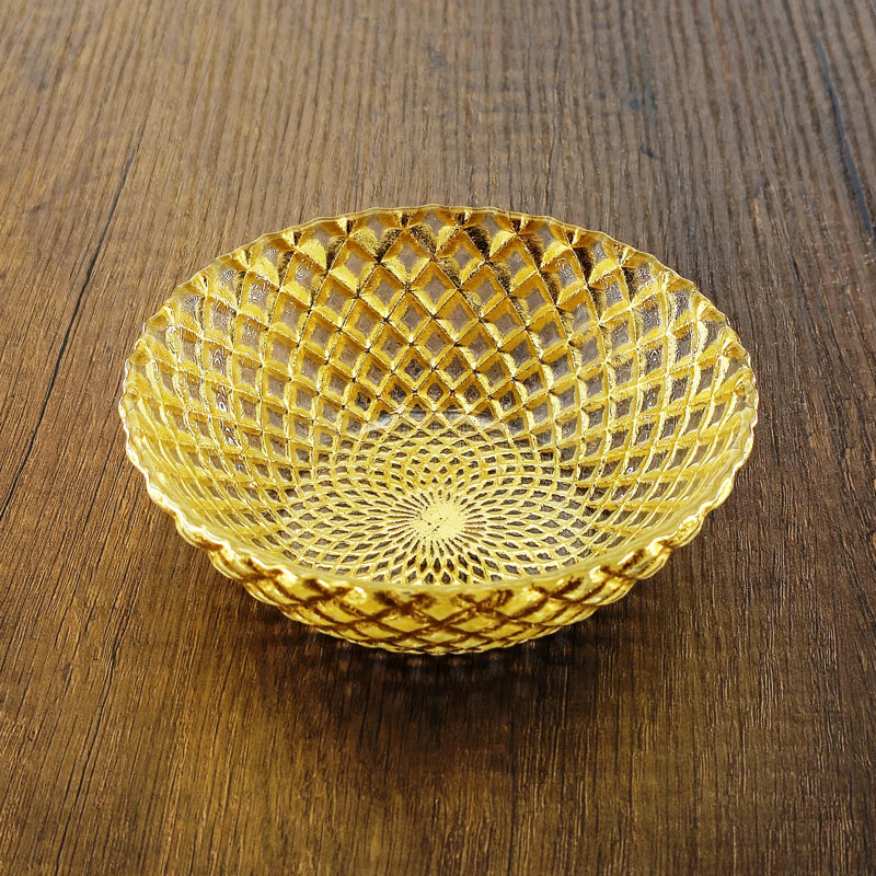 Bol latéral en verre doré Pina, Or