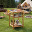 Table de barbecue d'extérieur en bois d'acacia, plateau de table en faux marbre résistant aux taches et panneaux latéraux rabattables rabattables, finition anti-corrosion résistante aux intempéries