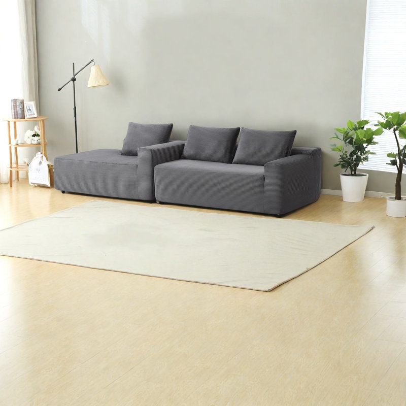 Canapé modulaire Spacieux Cloud, tissu velours côtelé gris, forme de L moderne pour la maison