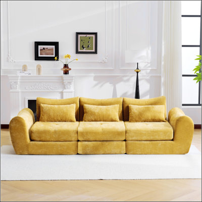 Modular Chenille Floor Cushion, High-Density Foam Portable Combination Sofa with Vacuum Packaging