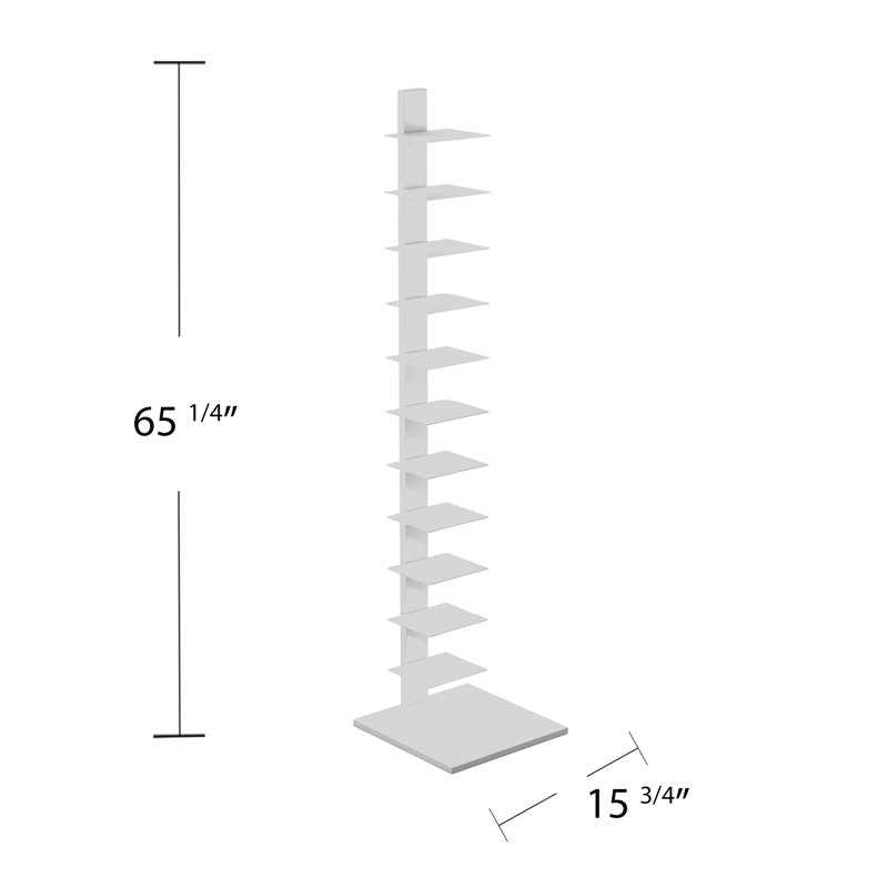 St Catherine Bookcase, White, (11 Shelves) 65.25" H x 15.75" W x 16" D