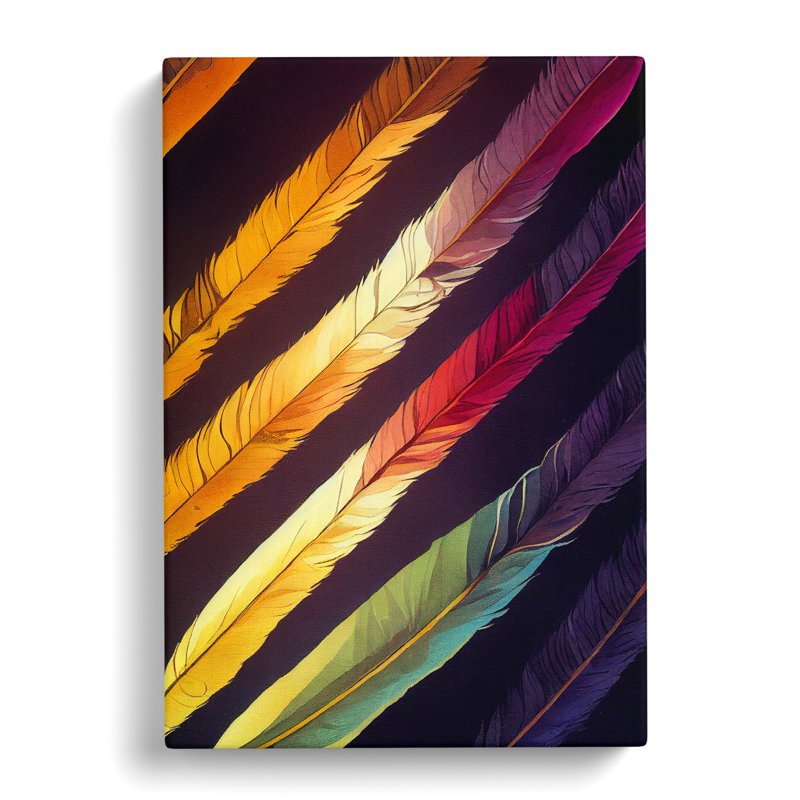 Feather Stripes - Wrapped Canvas Print, 50cm H x 35cm W x 3cm D