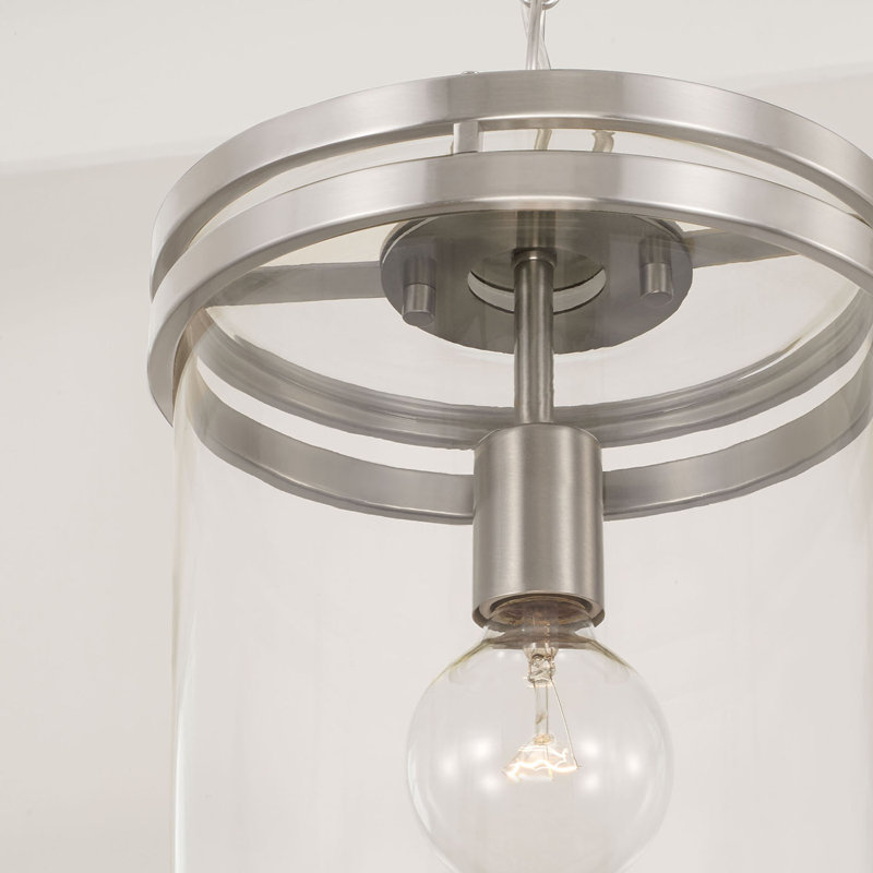 Luminaire suspendu cylindrique à 1 lumière Hippe, Brossé / nickel satiné
