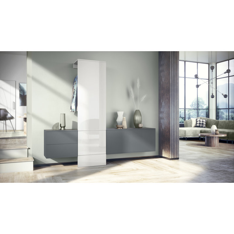 Chappa Hall Tree 209cm Wide with Shoe Storage, High-gloss white