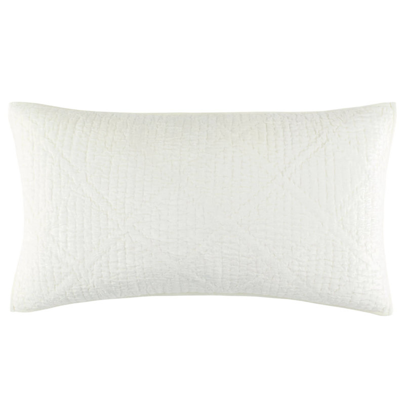 Parisienne Velvet Quilted Sham, King, Dove White