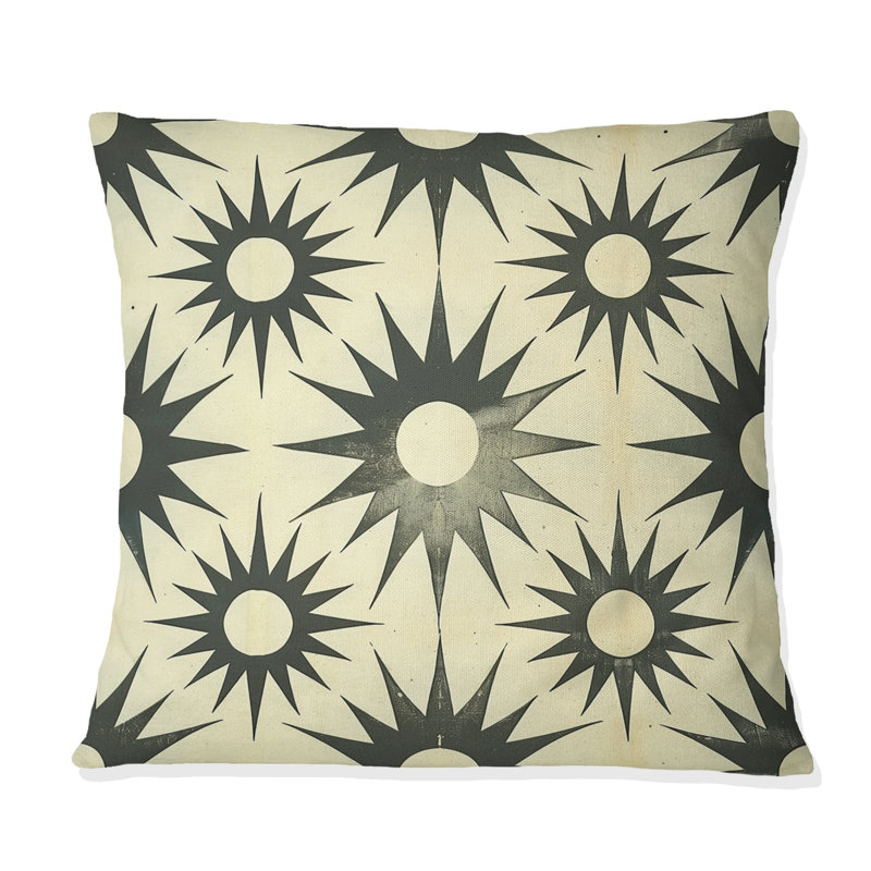 Noir et beige géométrique Starburst Spectrum - coussin géométrique, Carrée, H 18 po x l 18 po