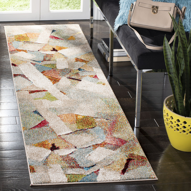 Geometric Shapes Area Rug, Runner 69 x 244 cm