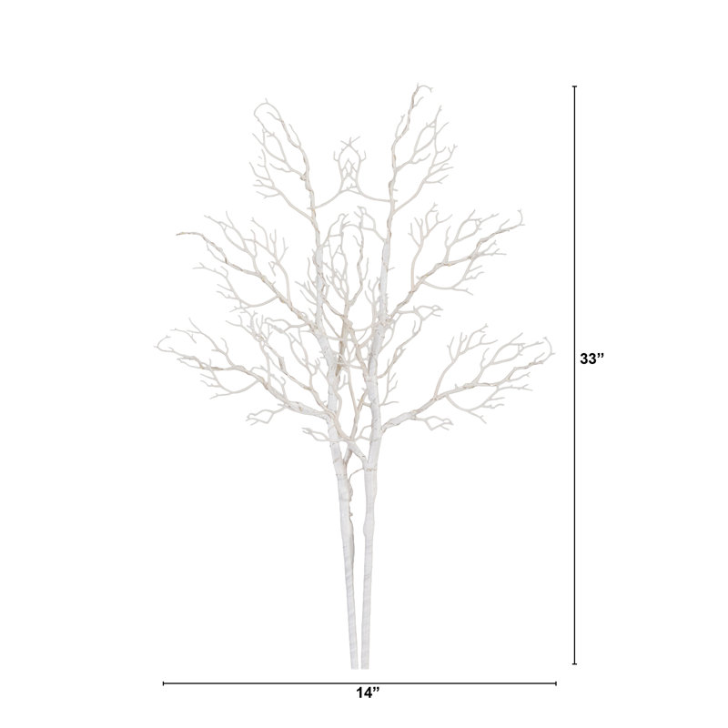 35in. Pre-Lit Artificial White Birch Branches with 80 Warm White LED Lights - Set of 2